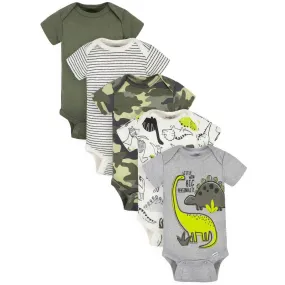 5-Pack Baby Boys Dino Short Sleeve Onesies Bodysuits