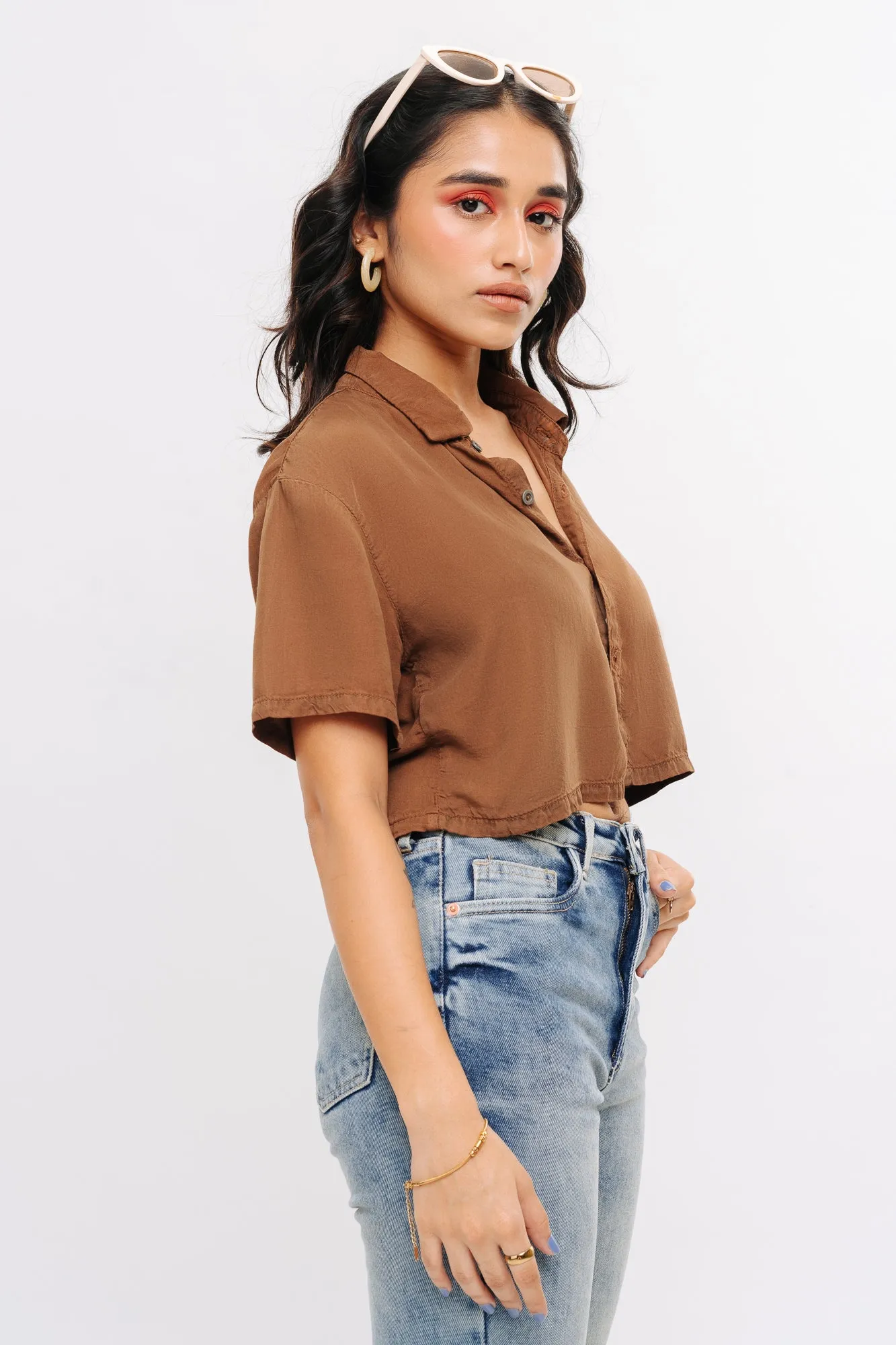 Caramel Cropped Shirt