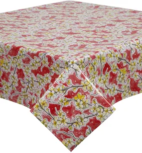 Cherry Blossom Red Oilcloth Tablecloths