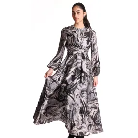 Grey Marble Wrap Dress