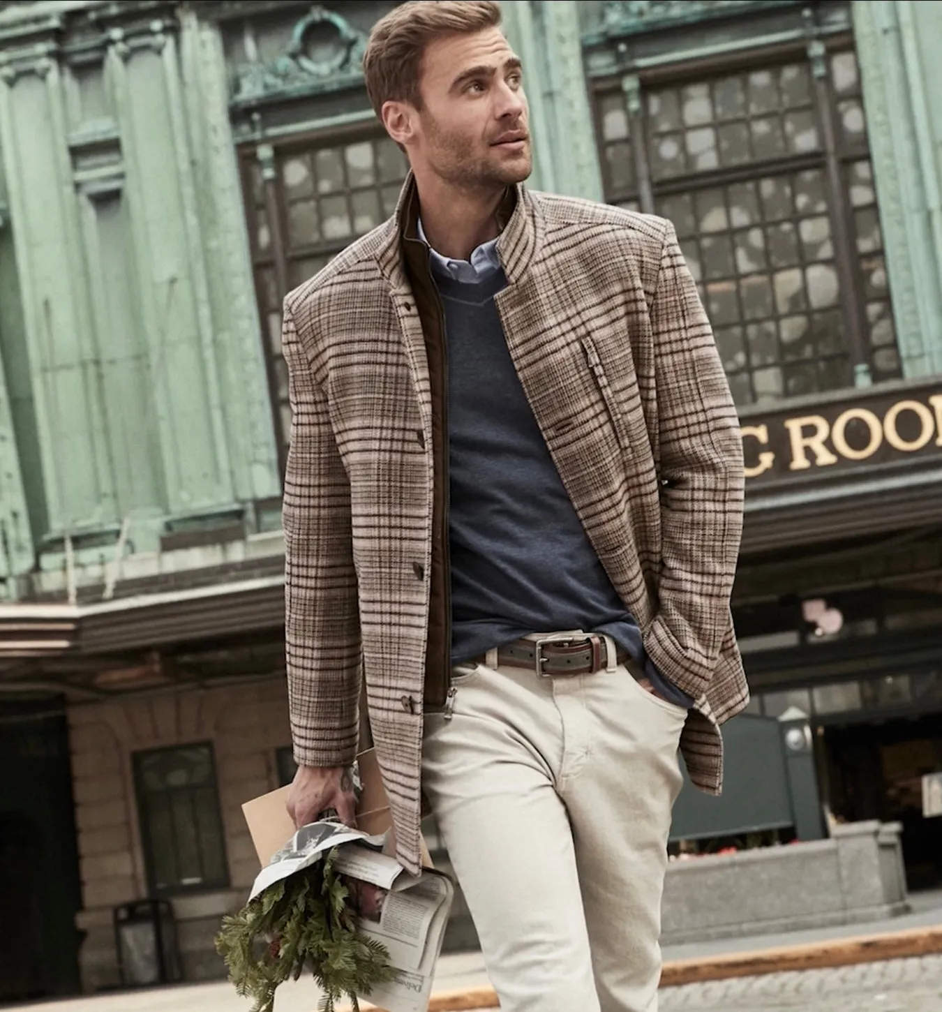 Johnston & Murphy Upton Car Coat - Brown Plaid