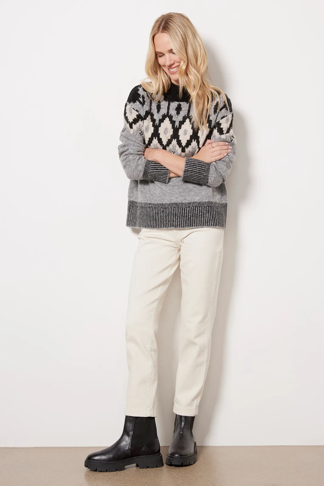 Mock Neck Fair Isle Pullover