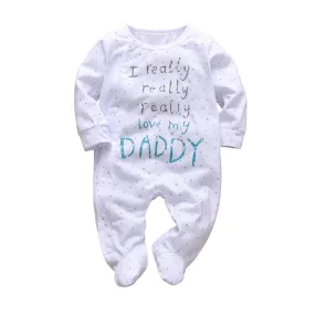 Newborn Infant Baby Boys Girls Romper Cotton Long Sleeve Family Daddy/Mummy Letter Jumpsuit Pajamas Clothes Outfits