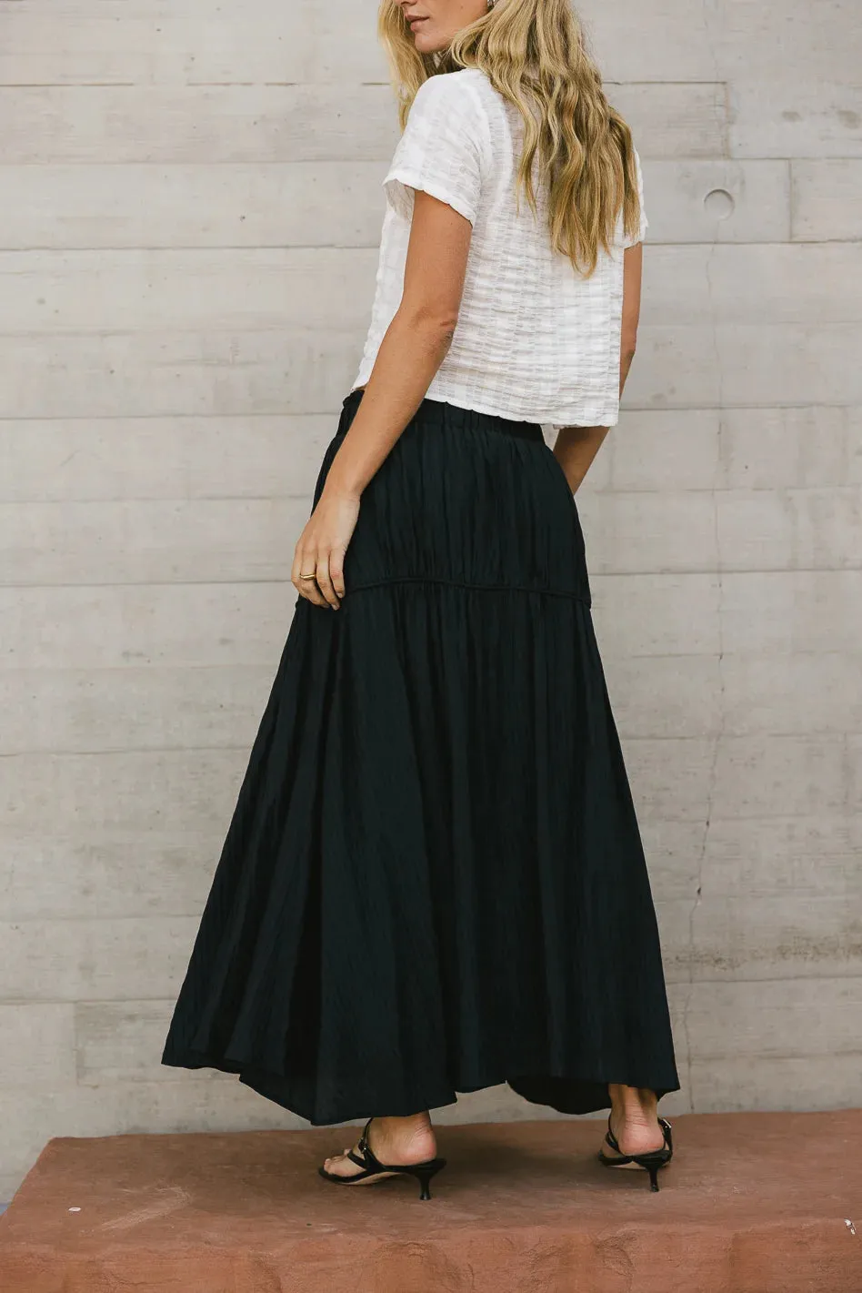 Phillipa Pleated Maxi Skirt in Navy