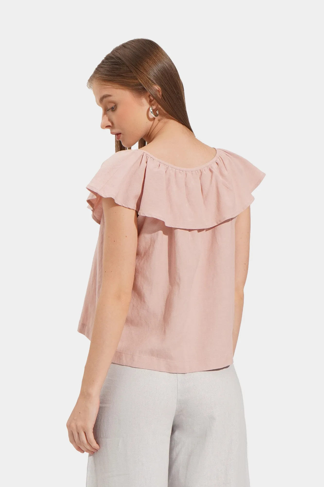 Round Neck Ruffle Top