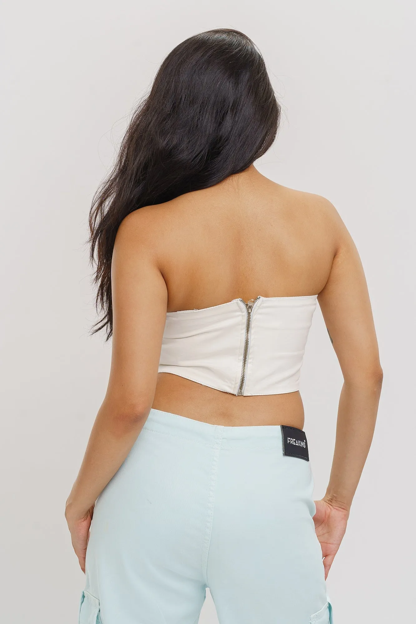 White Seamplay Bustier Top